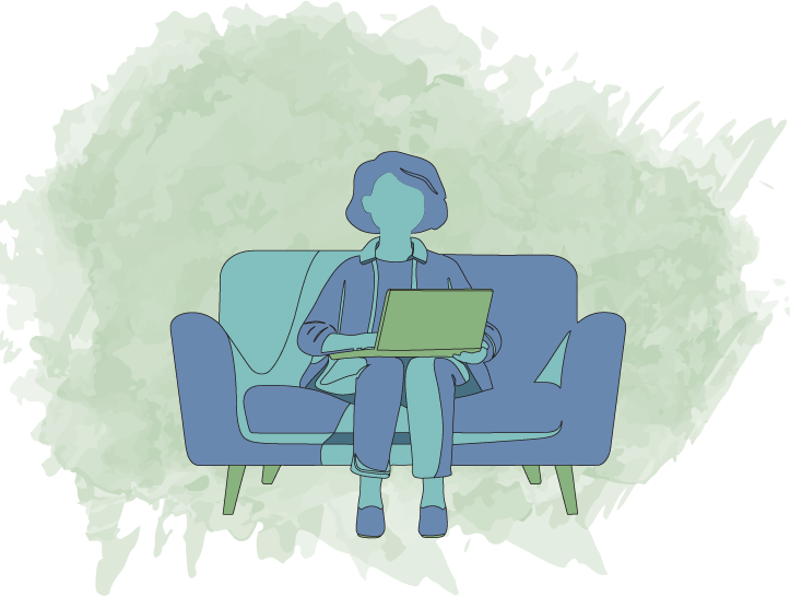 woman on couch minimalist art