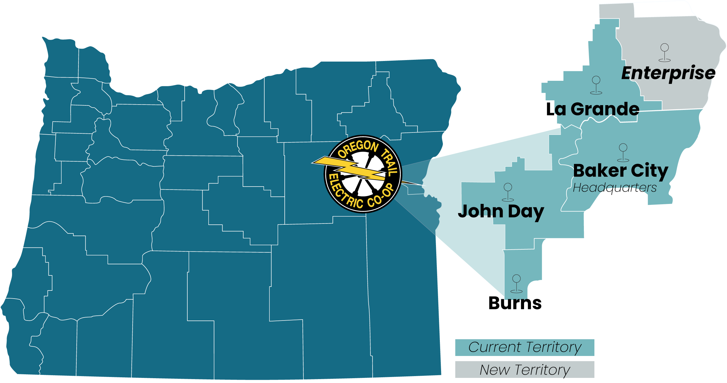 Map showing projected territory 