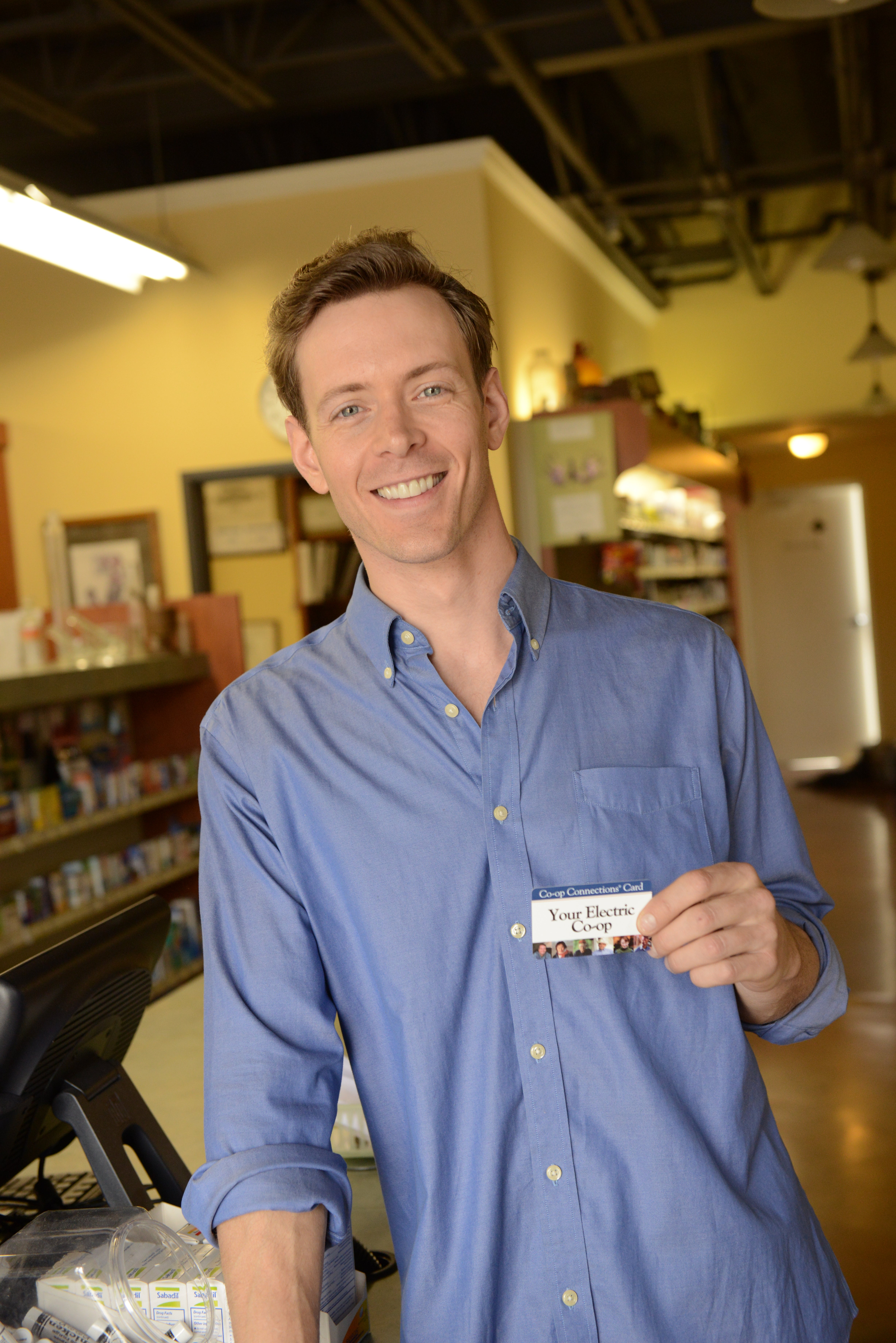 guy holding card